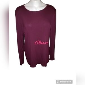 Chicos long sleeve burgundy tee